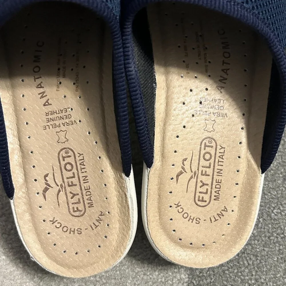 Fly Flot Clogs Mules Slip On Navy‎ Mesh Women's Size: 39 (US Size 8) - Picture 10 of 12